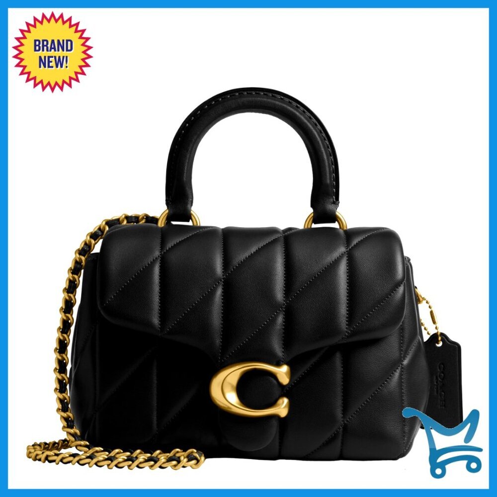 Quilted Nappa Leather Satchel with Top Handle and Chain Strap